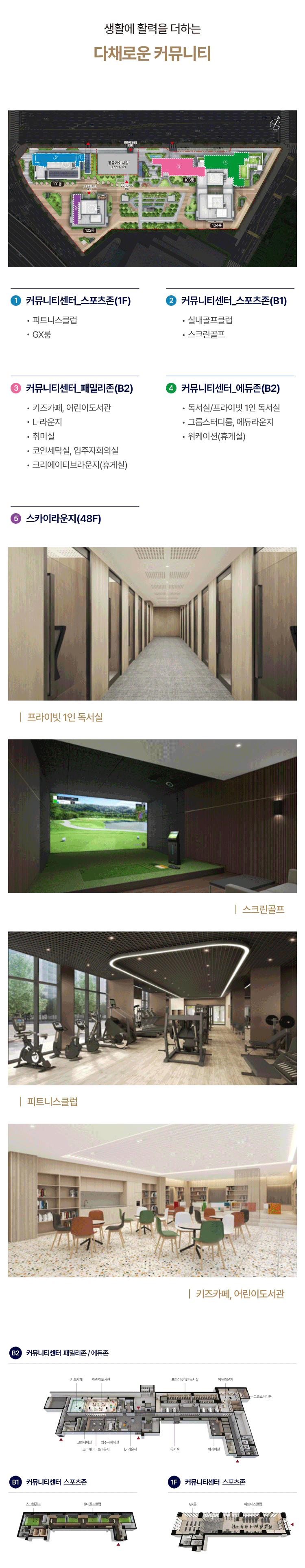 평촌 롯데캐슬 르씨엘 커뮤니티 시설 안내 이미지